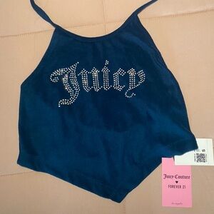 Juicy Couture Navy Tie Halter Top Terrycloth NWT